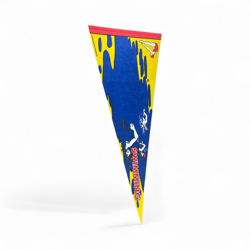 Vintage 1995 Magoo Products “Swimming” Pennant Retro Felt Sports Banner USA